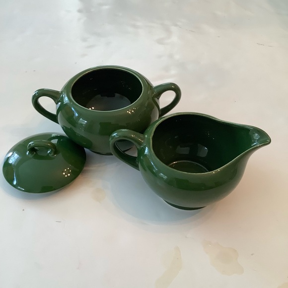 Vintage Green Ceramic Sugar & Creamer Set - Picture 5 of 7